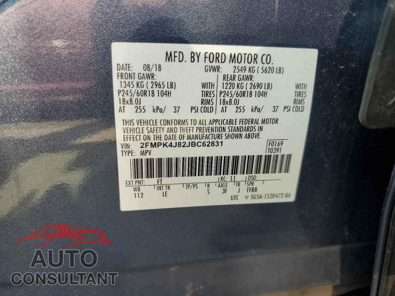 FORD EDGE 2018 - 2FMPK4J82JBC62831