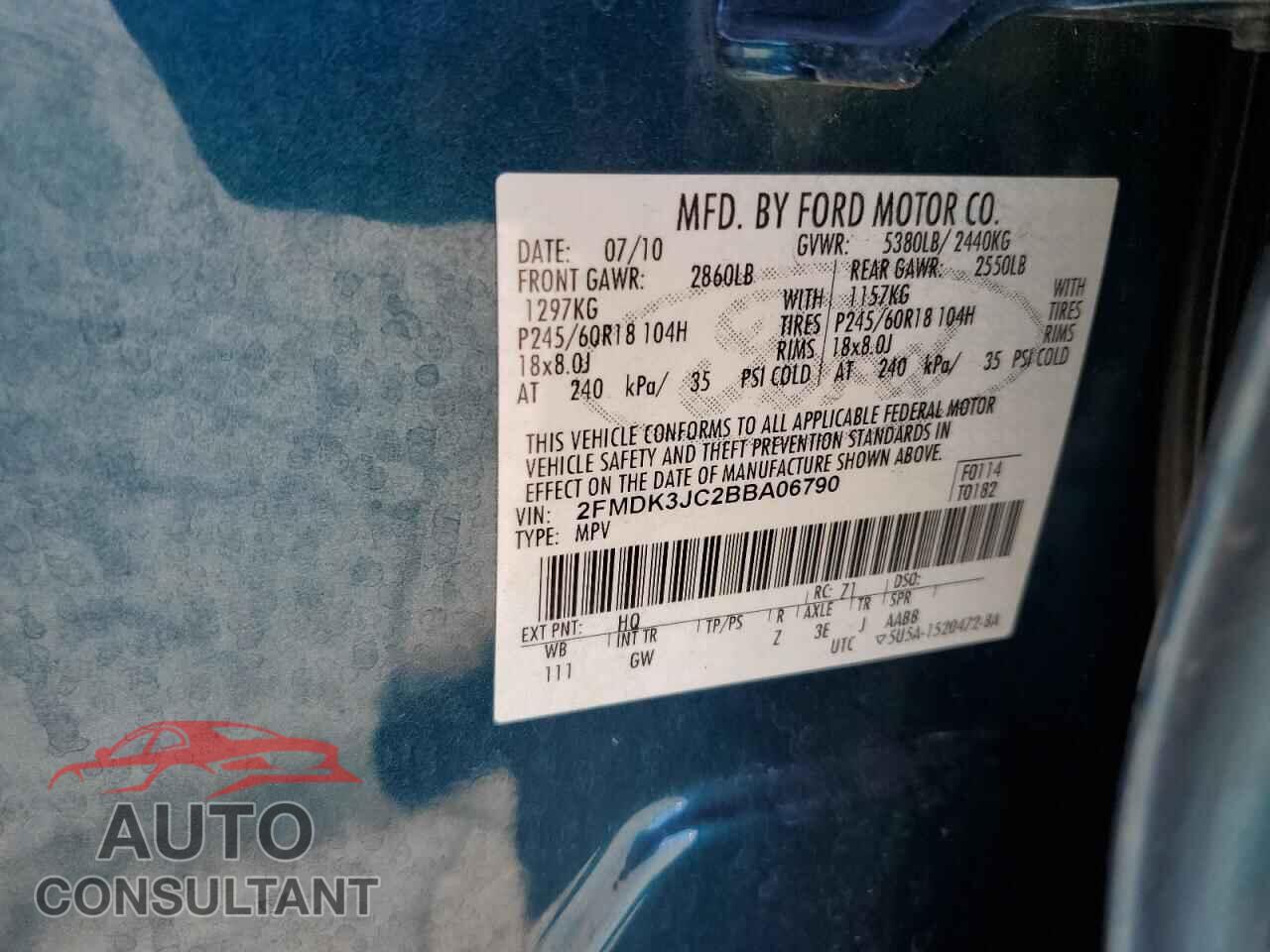 FORD EDGE 2011 - 2FMDK3JC2BBA06790