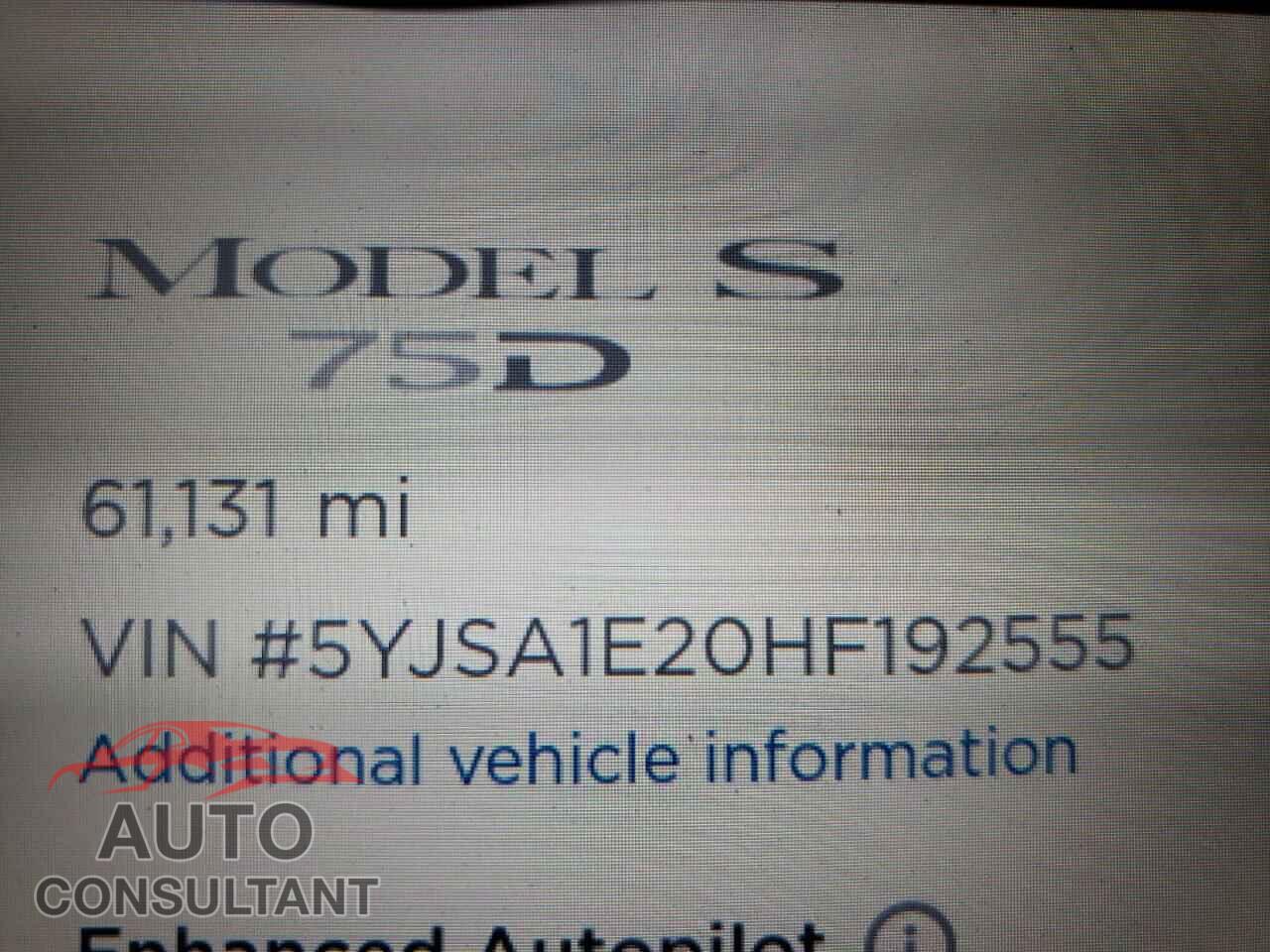 TESLA MODEL S 2017 - 5YJSA1E20HF192555