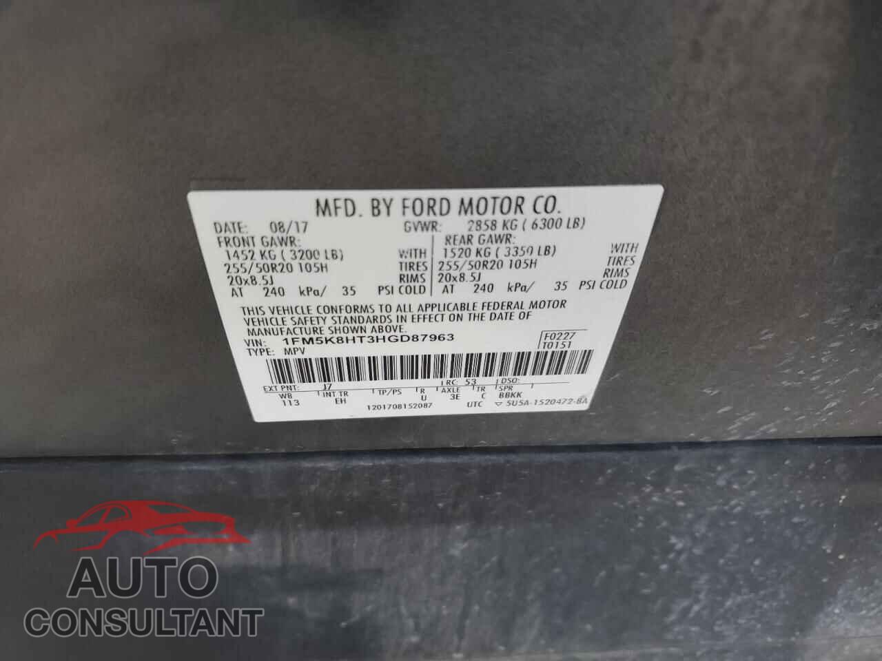 FORD EXPLORER 2017 - 1FM5K8HT3HGD87963