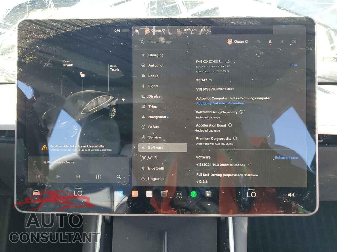 TESLA MODEL 3 2018 - 5YJ3E1EB2JF113031
