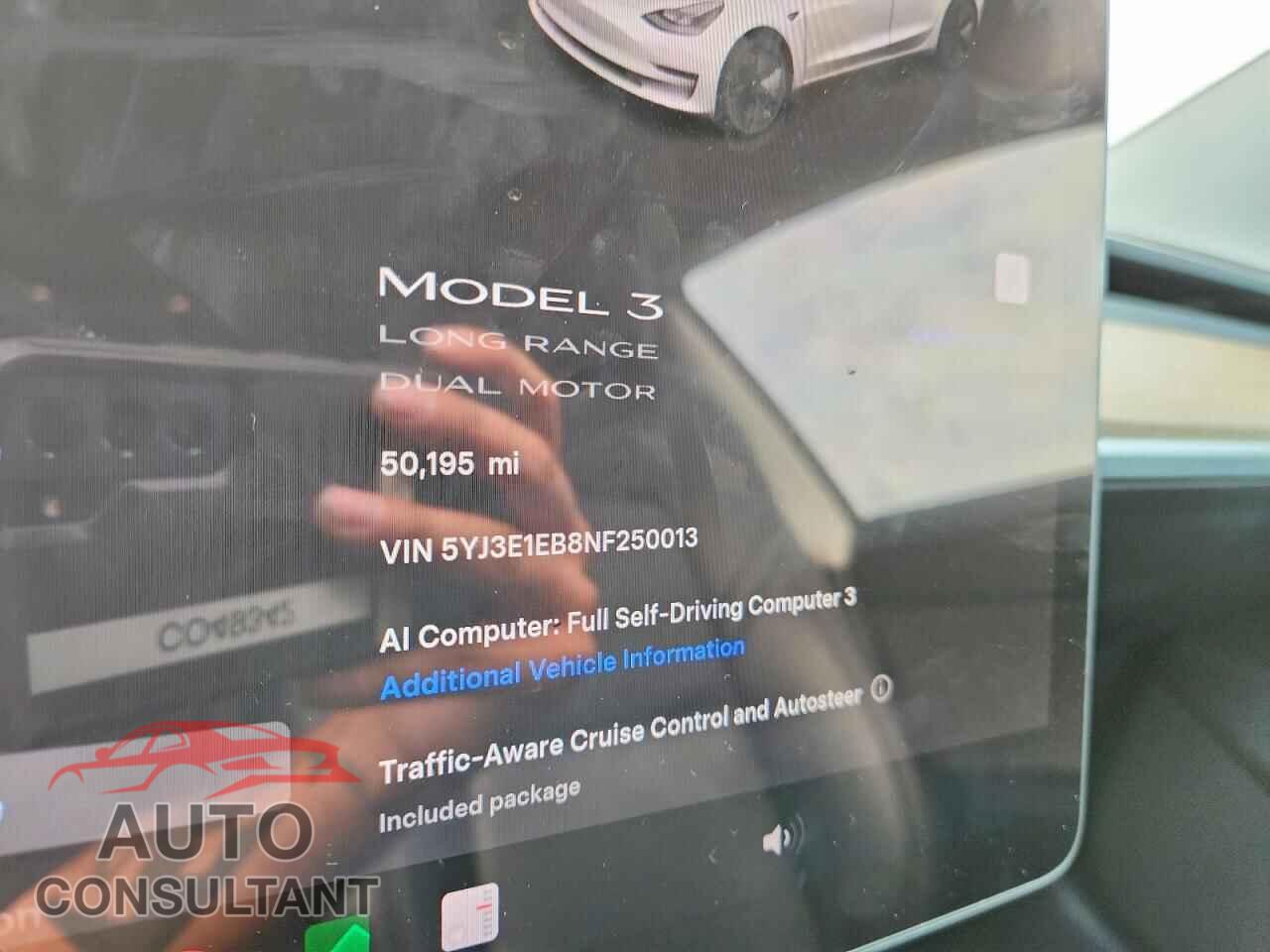 TESLA MODEL 3 2022 - 5YJ3E1EB8NF250013
