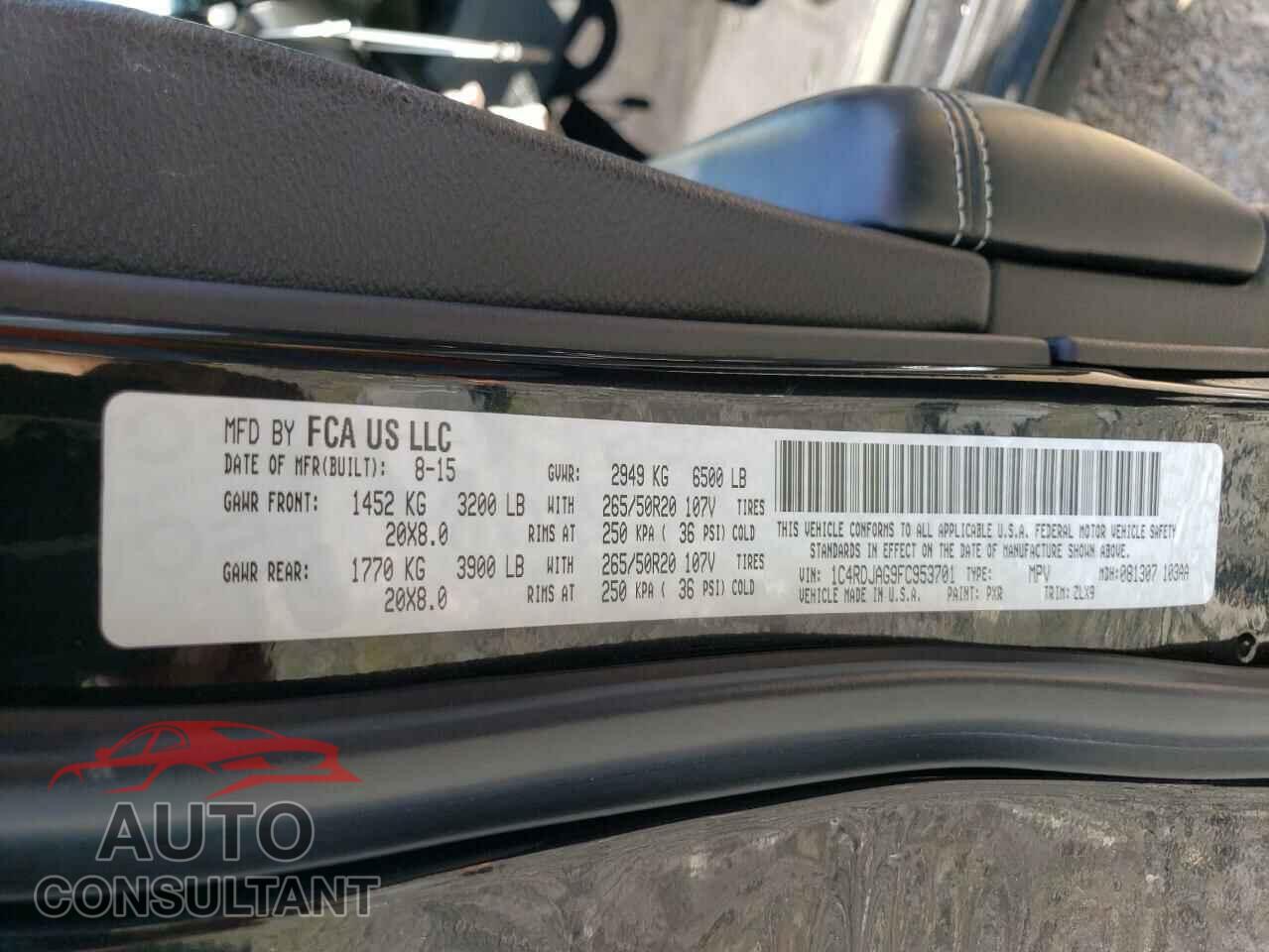 DODGE DURANGO 2015 - 1C4RDJAG9FC953701