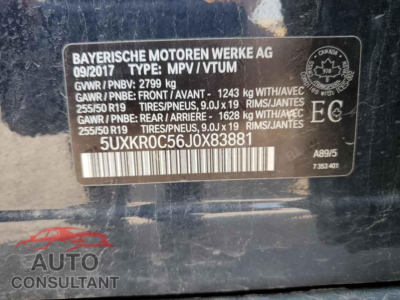 BMW X5 2018 - 5UXKR0C56J0X83881