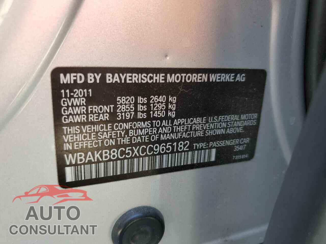 BMW 7 SERIES 2012 - WBAKB8C5XCC965182