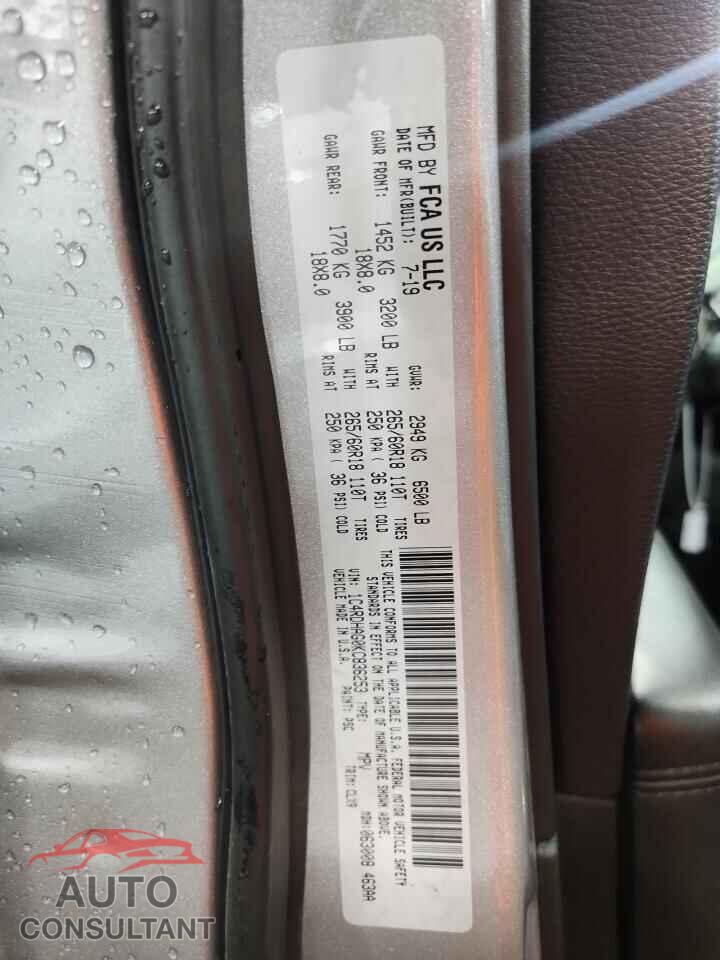 DODGE DURANGO 2019 - 1C4RDHAG0KC836253