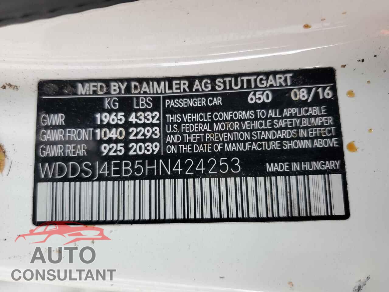 MERCEDES-BENZ CLA-CLASS 2017 - WDDSJ4EB5HN424253