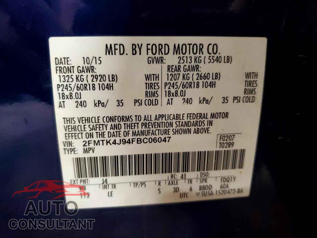 FORD EDGE 2015 - 2FMTK4J94FBC06047