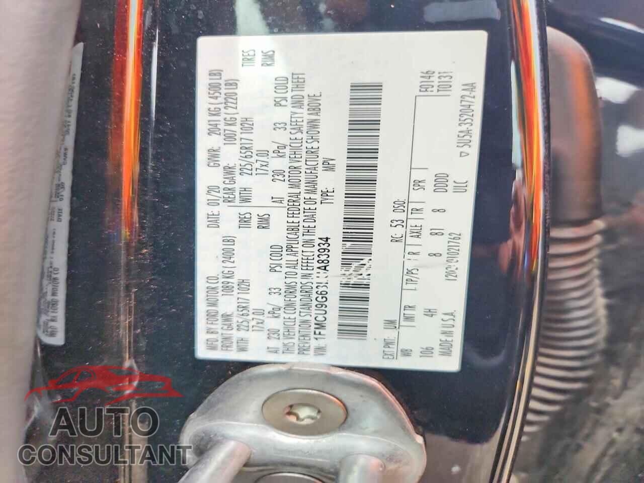 FORD ESCAPE 2020 - 1FMCU9G63LUA83934