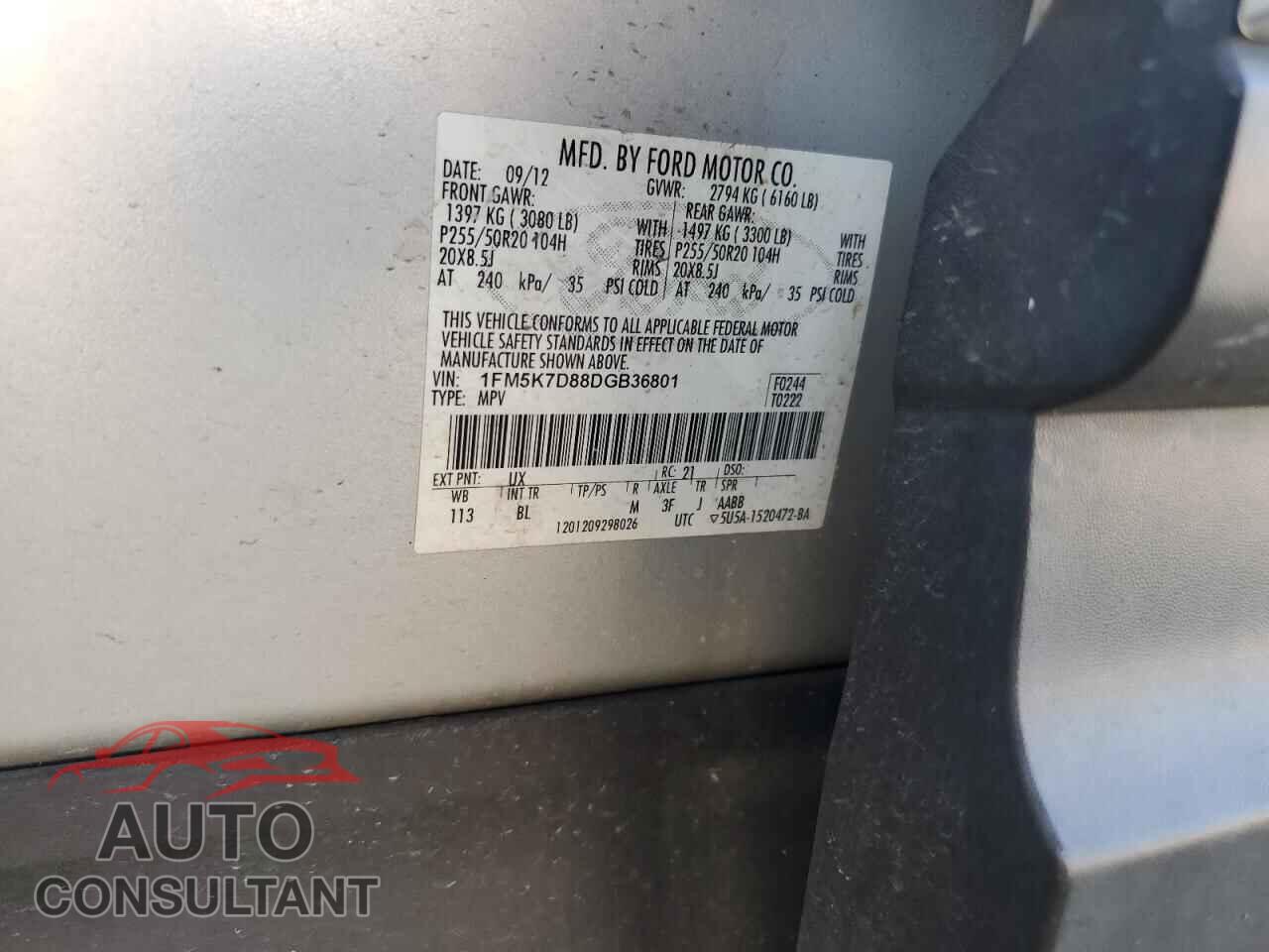 FORD EXPLORER 2013 - 1FM5K7D88DGB36801