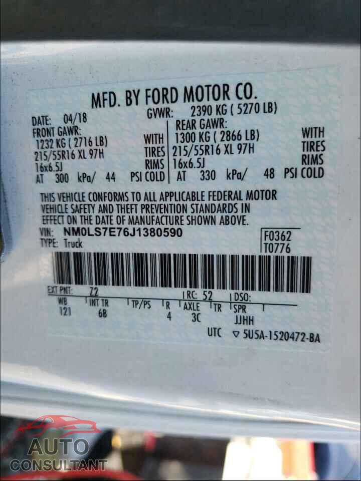FORD TRANSIT CO 2018 - NM0LS7E76J1380590