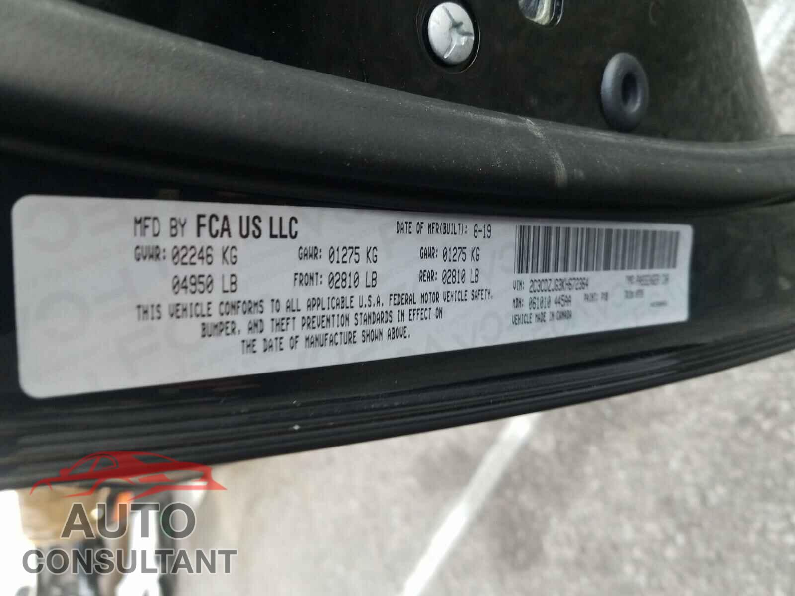 DODGE CHALLENGER 2019 - 2C3CDZJG3KH672364