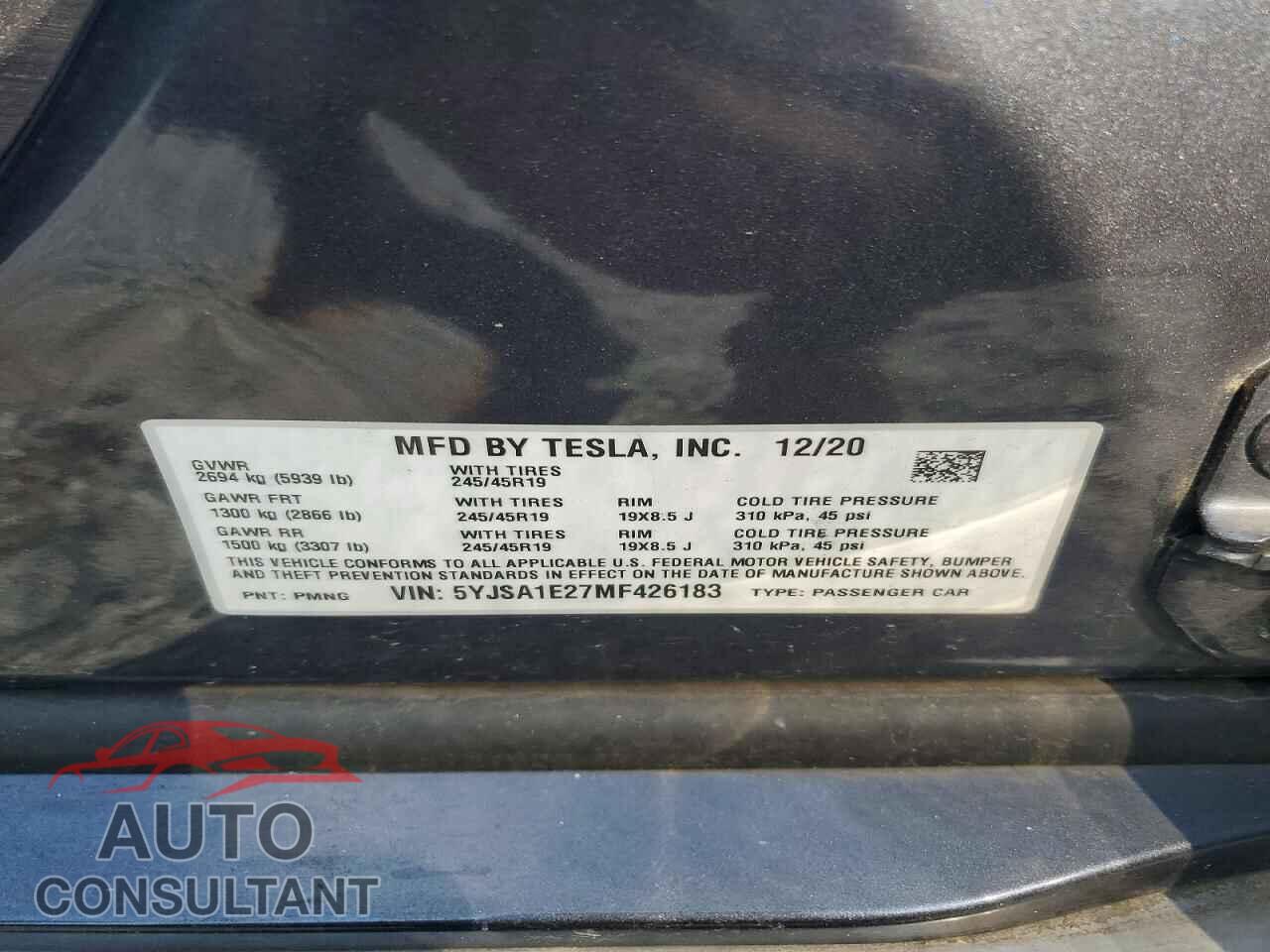 TESLA MODEL S 2021 - 5YJSA1E27MF426183
