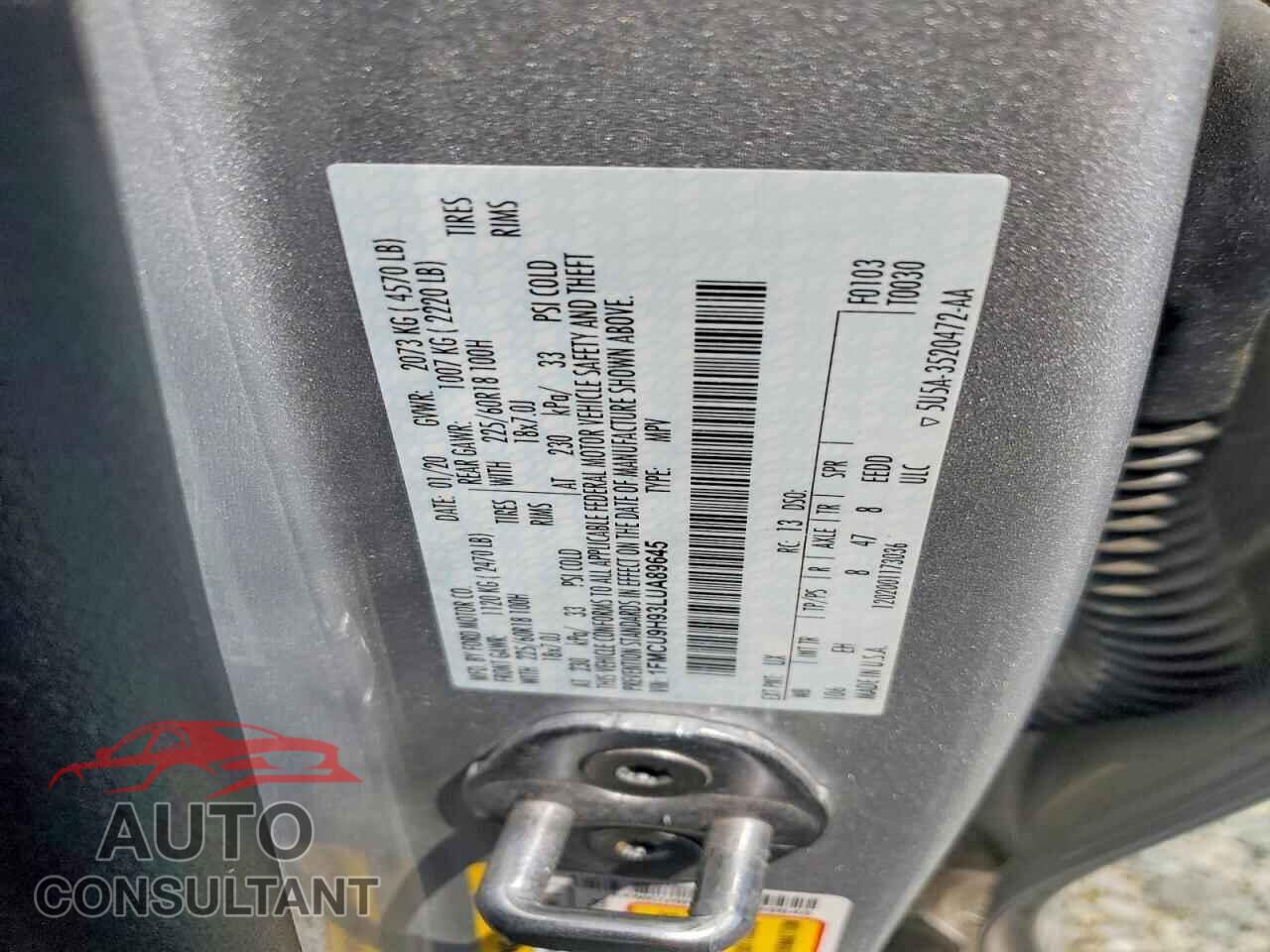 FORD ESCAPE 2020 - 1FMCU9H93LUA89645