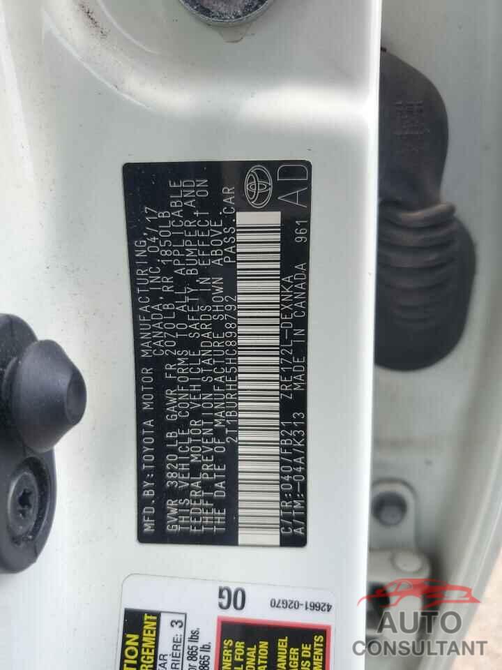 TOYOTA COROLLA 2017 - 2T1BURHE5HC898792