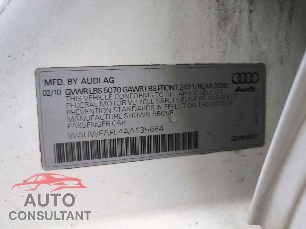 AUDI A4 2010 - WAUWFAFL4AA135684
