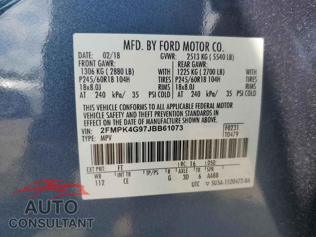 FORD EDGE 2018 - 2FMPK4G97JBB61073