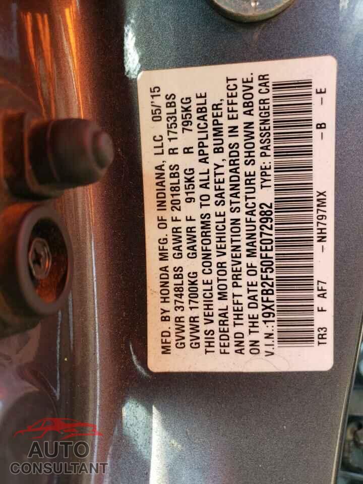 HONDA CIVIC 2015 - 19XFB2F50FE072982