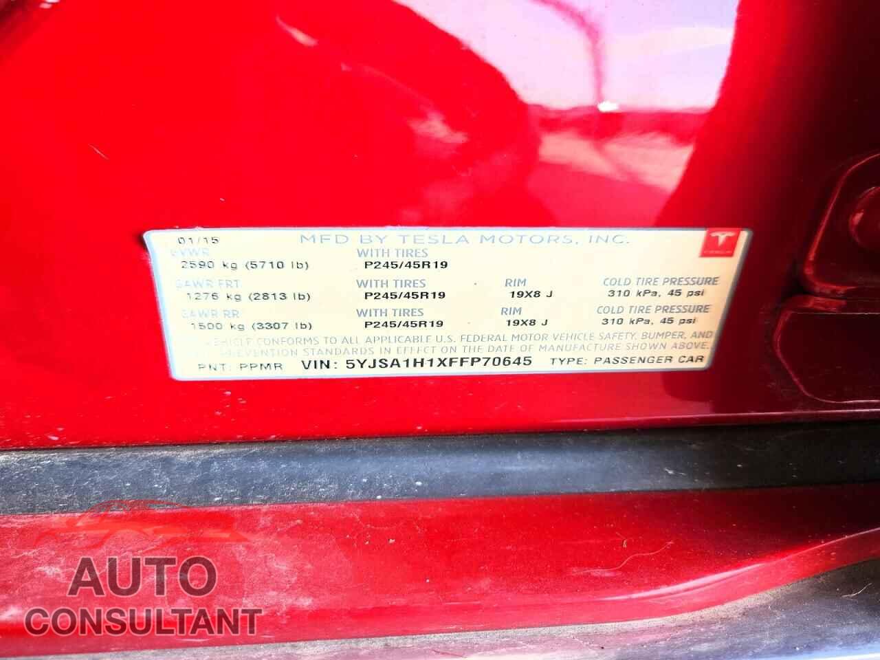 TESLA MODEL S 2015 - 5YJSA1H1XFFP70645