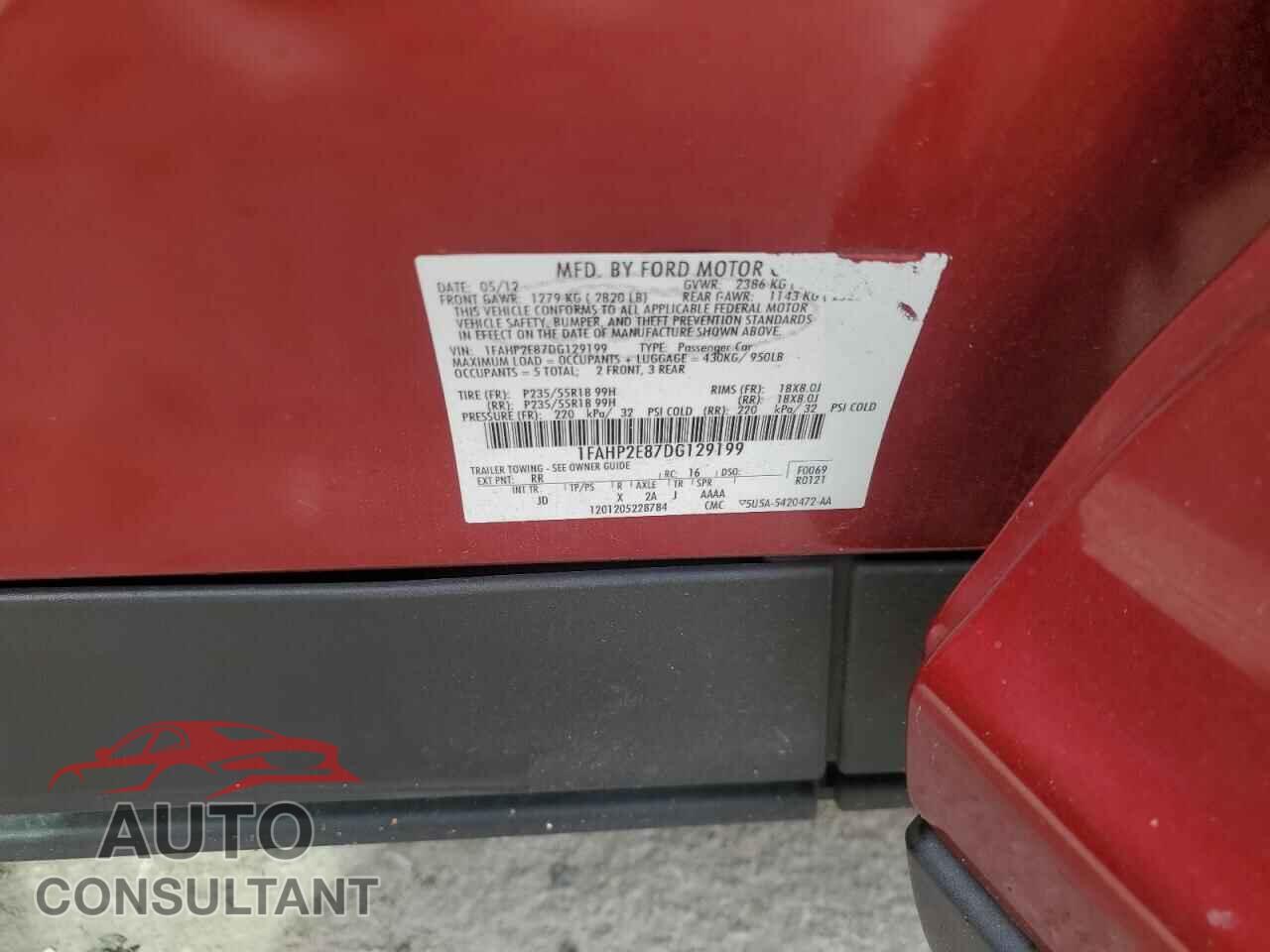 FORD TAURUS 2013 - 1FAHP2E87DG129199
