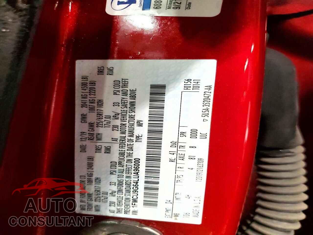 FORD ESCAPE 2020 - 1FMCU9G64LUA96000