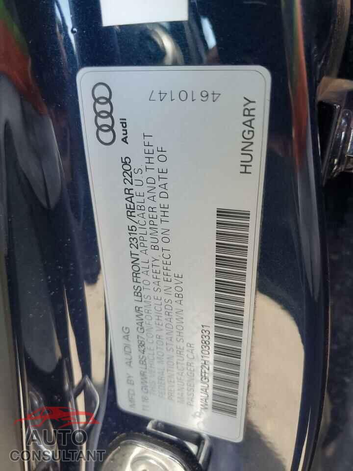 AUDI A3 2017 - WAUAUGFF2H1038331