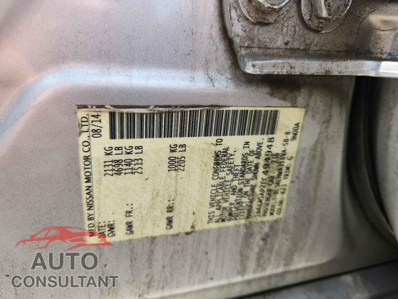NISSAN MAXIMA 2014 - 1N4AA5AP2EC494948
