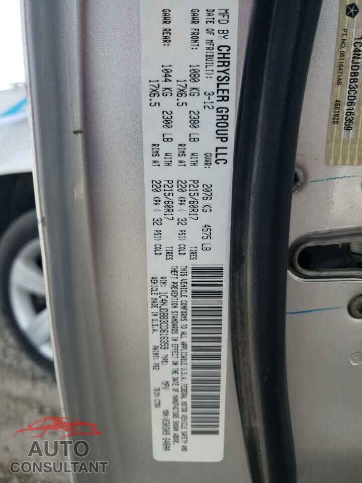 JEEP COMPASS 2012 - 1C4NJDBB3CD616359