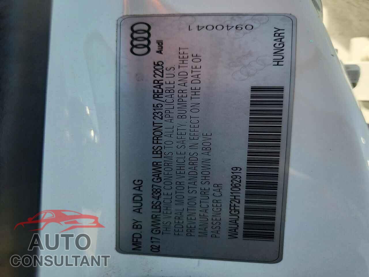 AUDI A3 2017 - WAUAUGFF2H1062919