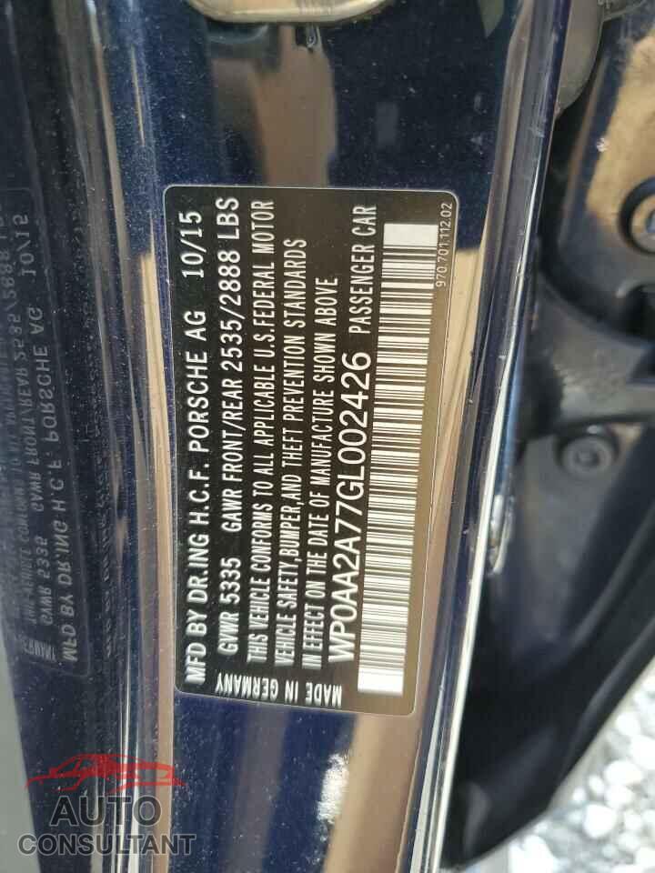 PORSCHE PANAMERA 2016 - WP0AA2A77GL002426