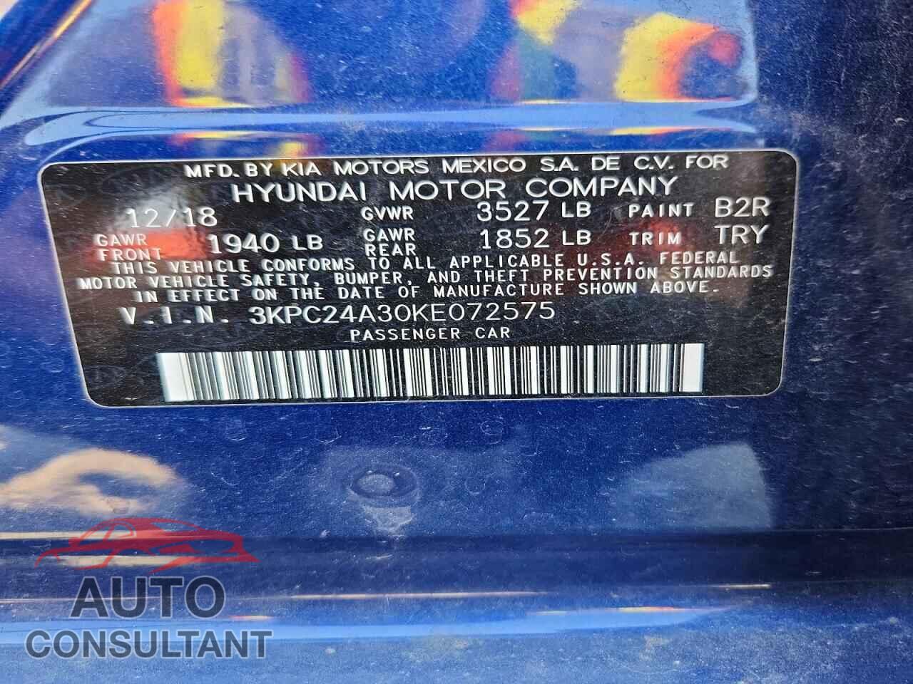HYUNDAI ACCENT 2019 - 3KPC24A30KE072575