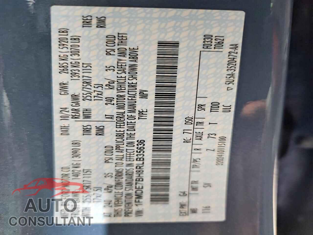 FORD BRONCO 2024 - 1FMDE7BH8RLB35636