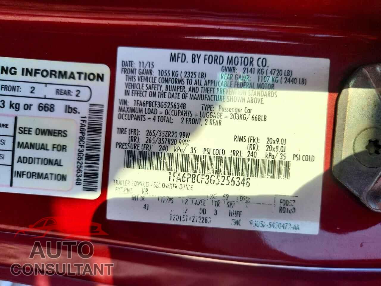 FORD MUSTANG 2016 - 1FA6P8CF3G5256348