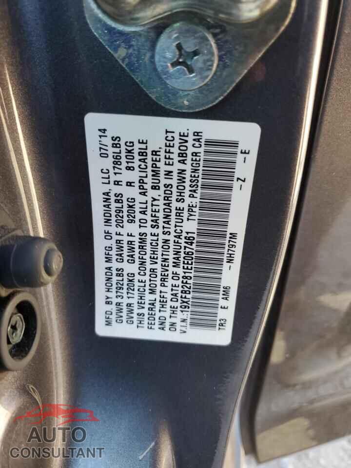 HONDA CIVIC 2014 - 19XFB2F81EE067461