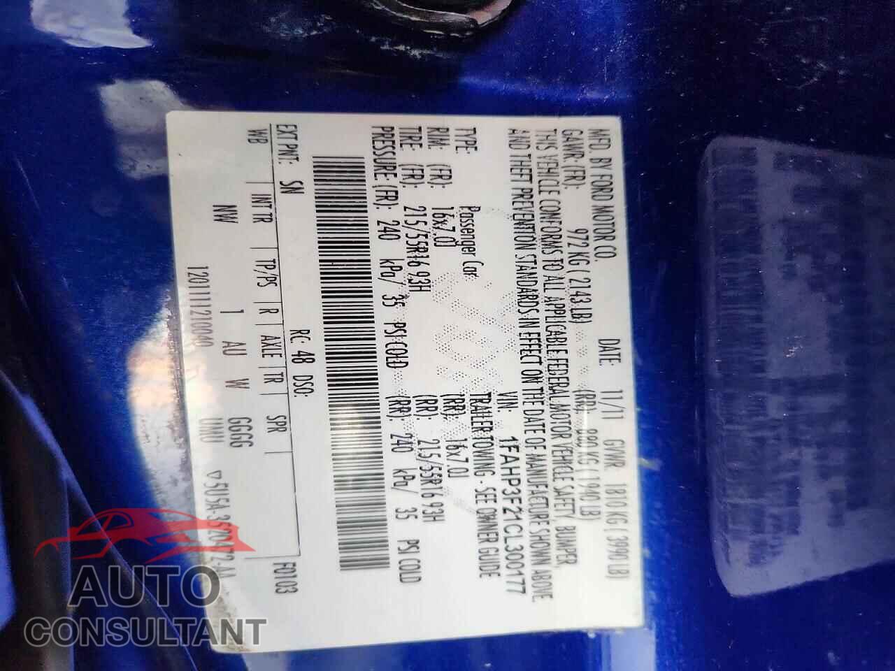 FORD FOCUS 2012 - 1FAHP3F21CL300177