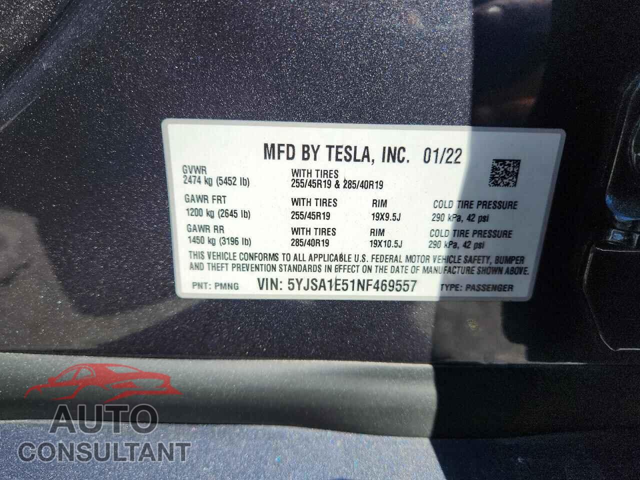 TESLA MODEL S 2022 - 5YJSA1E51NF469557