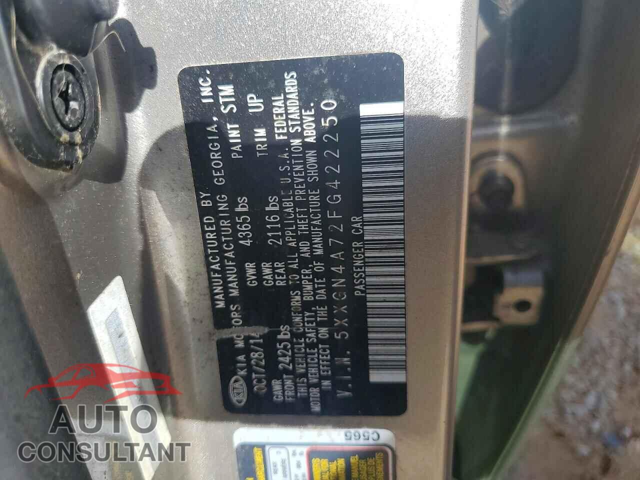 KIA OPTIMA 2015 - 5XXGN4A72FG422250