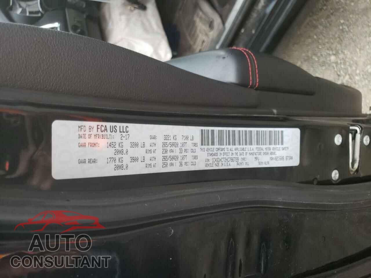 DODGE DURANGO 2017 - 1C4SDHCT2HC796729