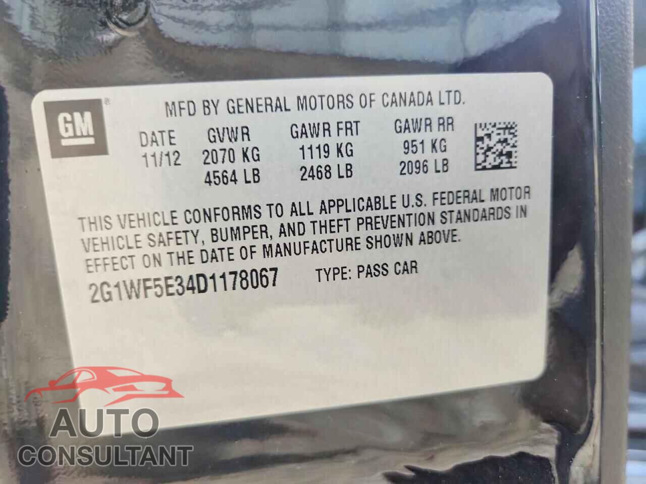 CHEVROLET IMPALA 2013 - 2G1WF5E34D1178067