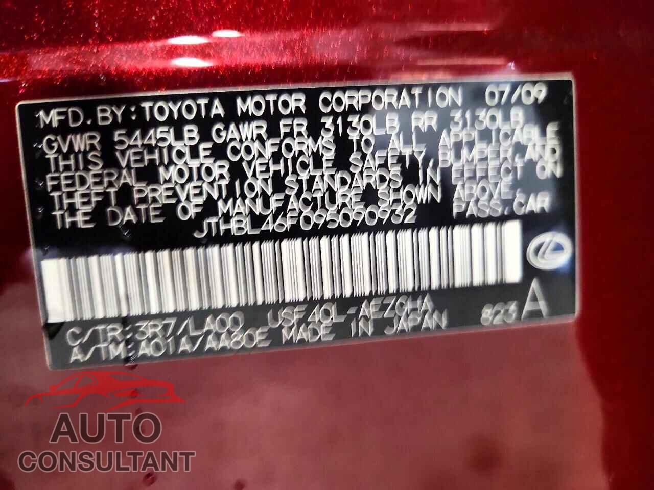 LEXUS LS460 2009 - JTHBL46F095090932