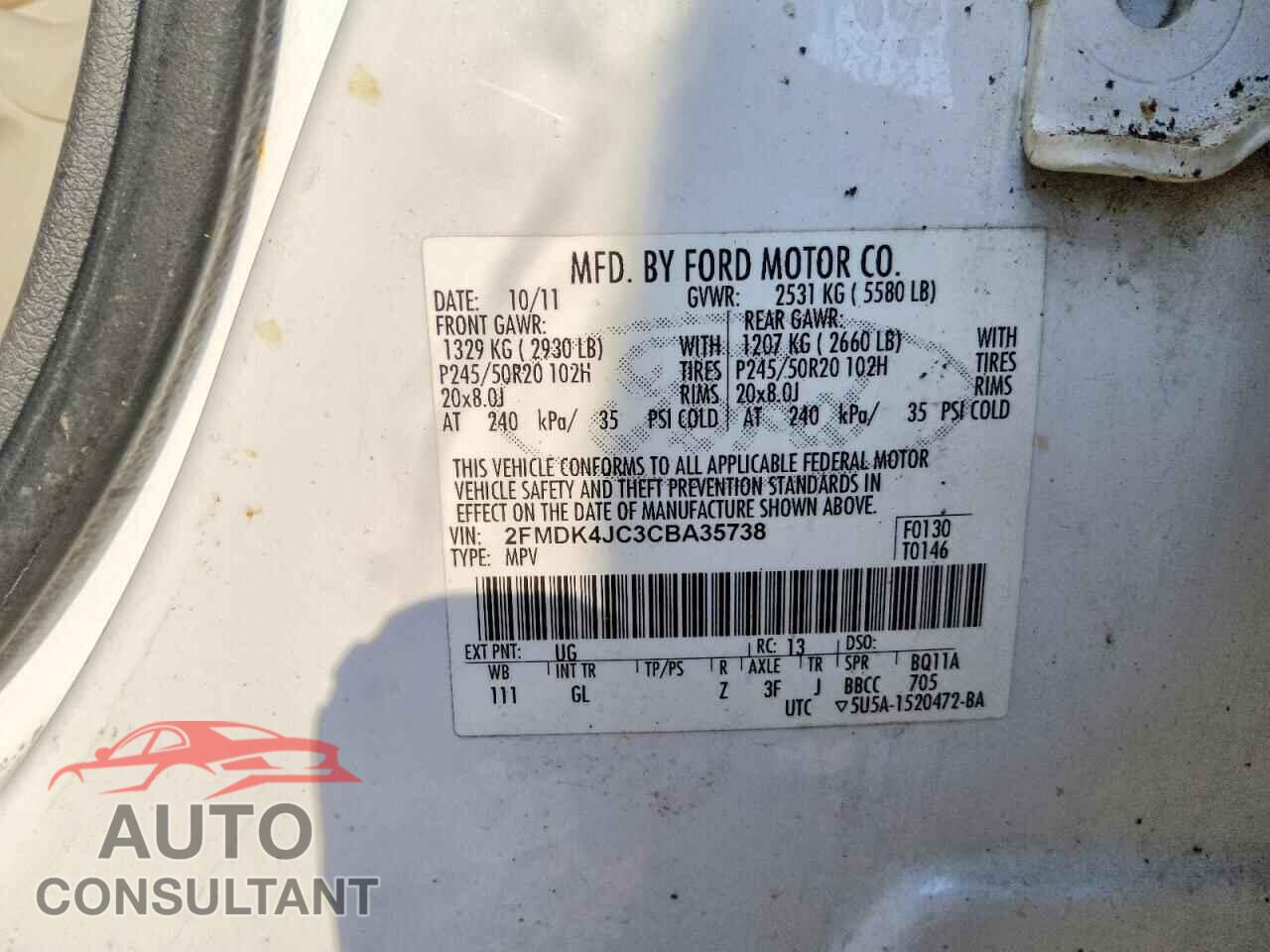 FORD EDGE 2012 - 2FMDK4JC3CBA35738