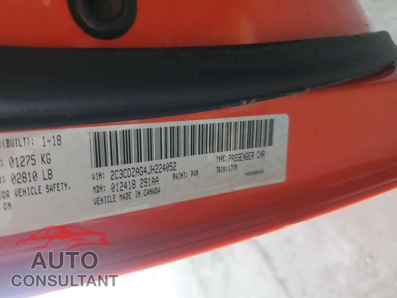 DODGE CHALLENGER 2018 - 2C3CDZAG4JH224052