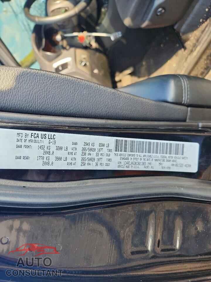 DODGE DURANGO 2019 - 1C4RDJAG3KC821303