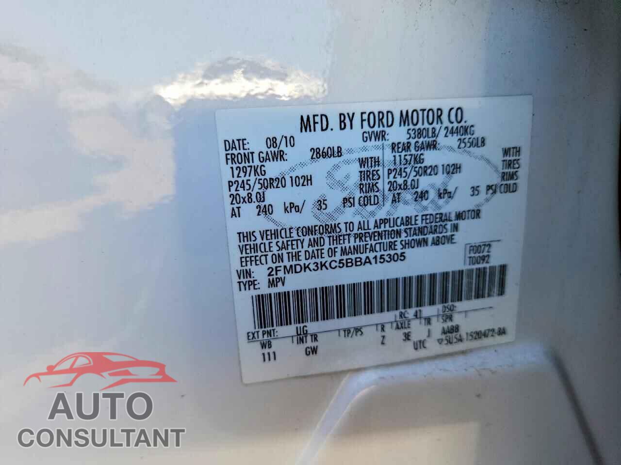 FORD EDGE 2011 - 2FMDK3KC5BBA15305