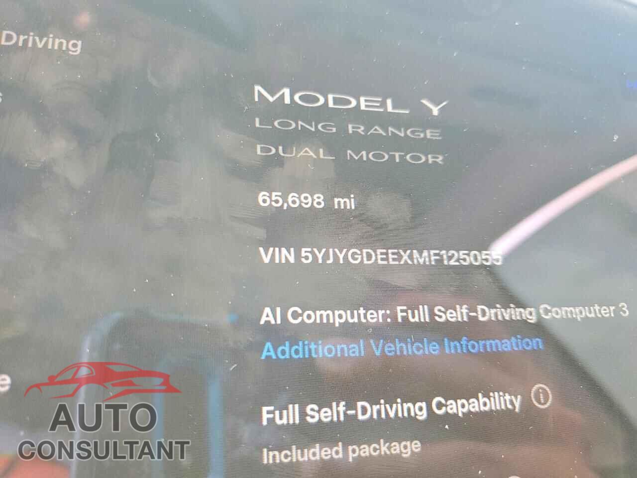 TESLA MODEL Y 2021 - 5YJYGDEEXMF125055