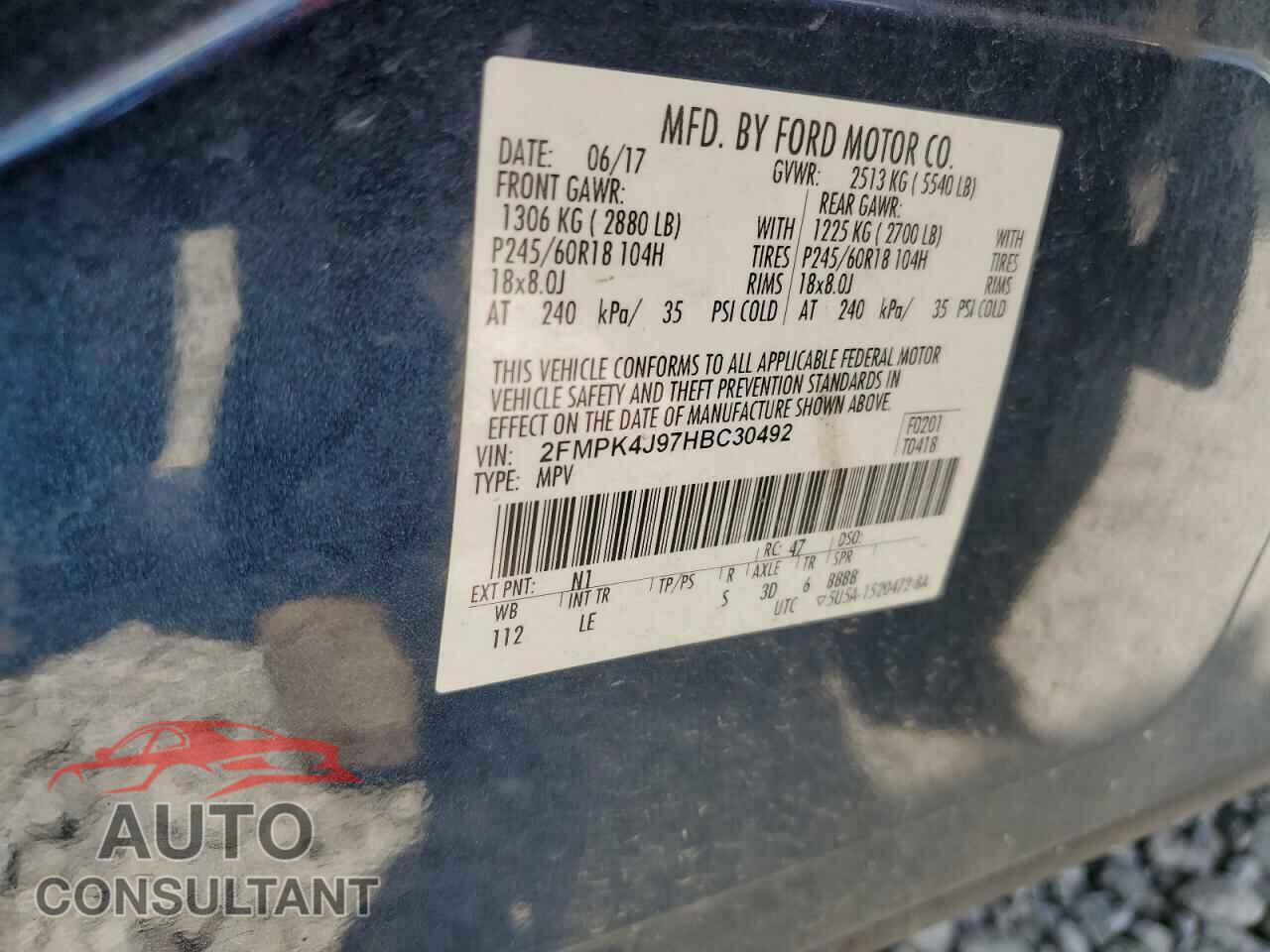 FORD EDGE 2017 - 2FMPK4J97HBC30492