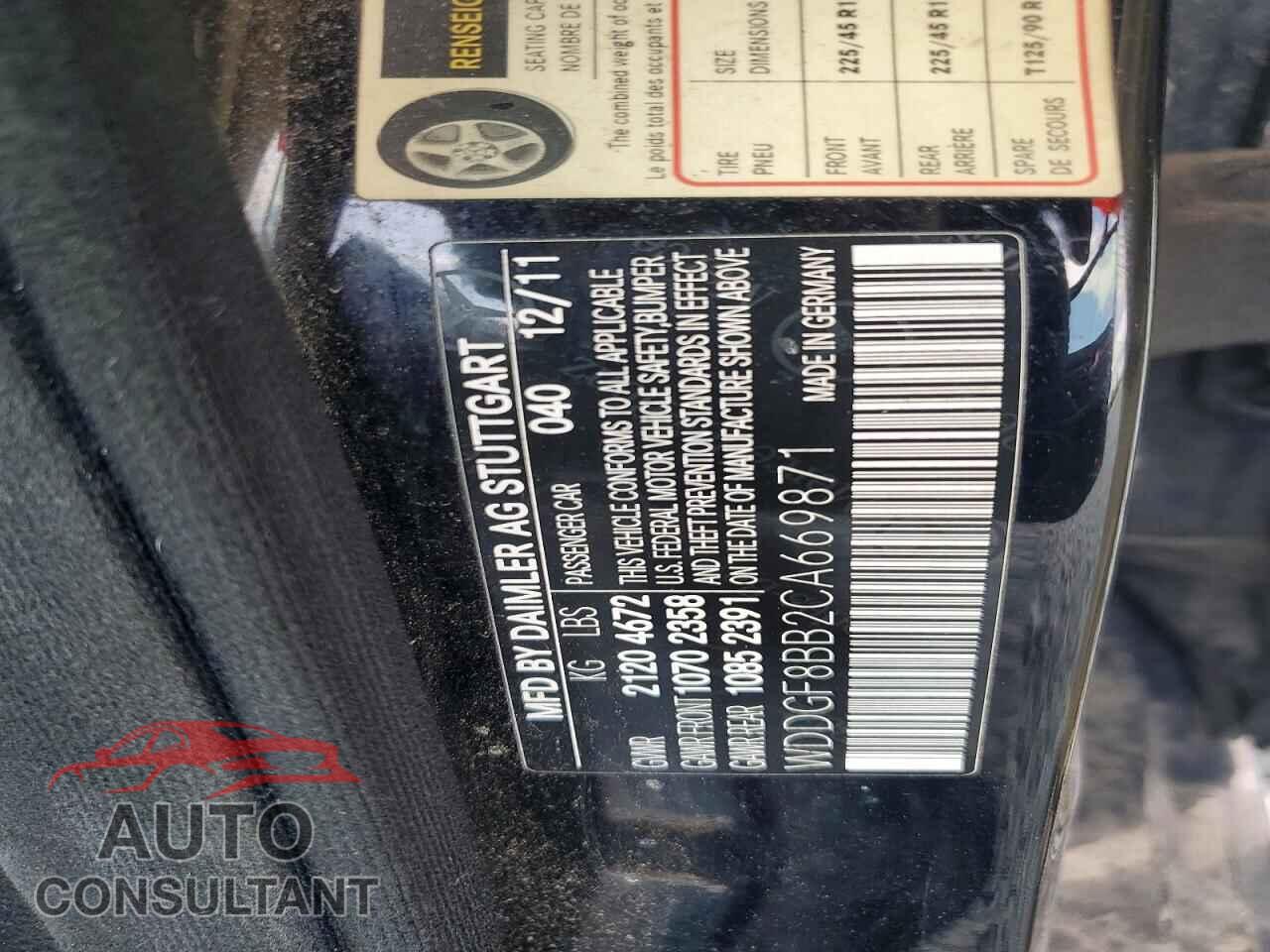 MERCEDES-BENZ C-CLASS 2012 - WDDGF8BB2CA669871
