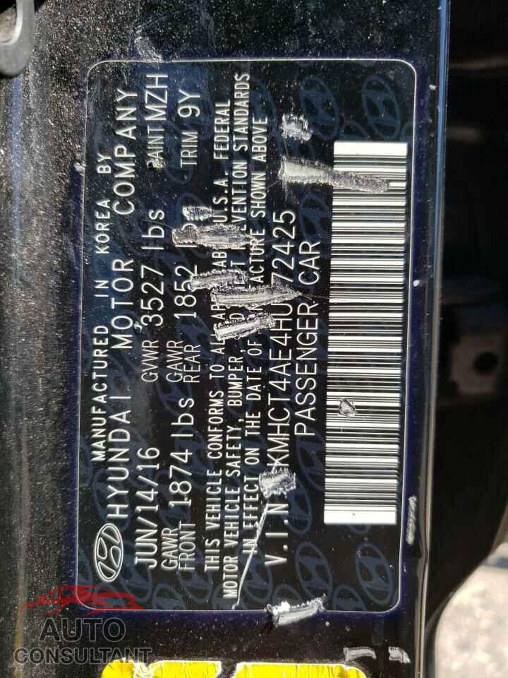 HYUNDAI ACCENT 2017 - KMHCT4AE4HU172425