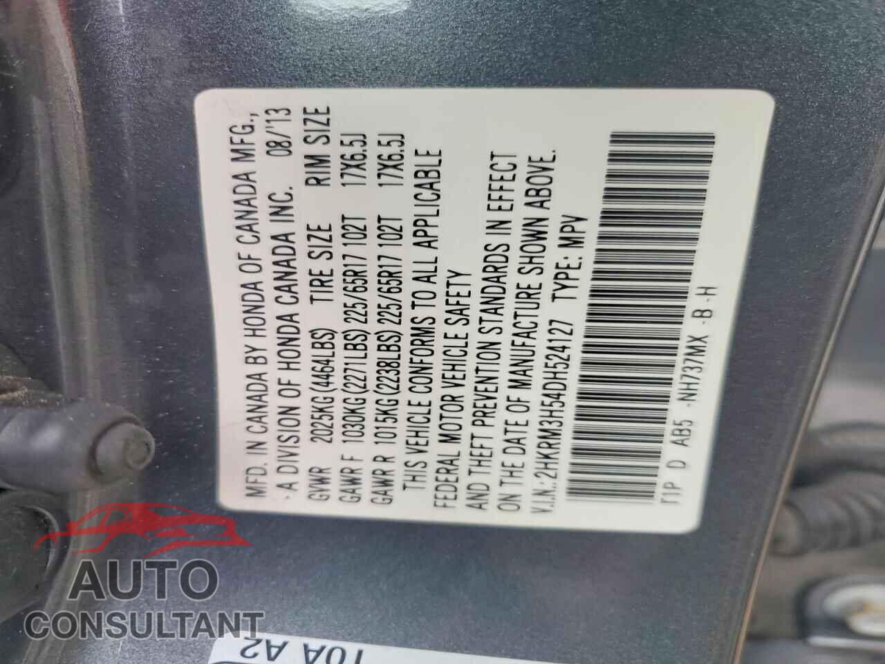 HONDA CRV 2013 - 2HKRM3H54DH524127