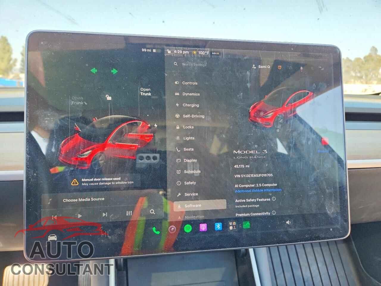 TESLA MODEL 3 2018 - 5YJ3E1EA5JF016705